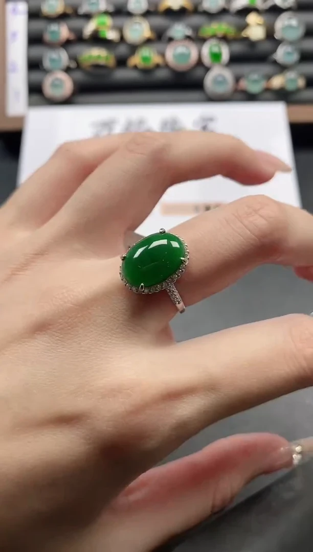 银S925镶嵌戒指翡翠15511