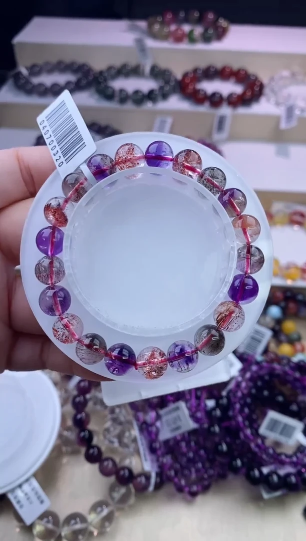 水晶手链未镶嵌黑加仑超七单圈9m+