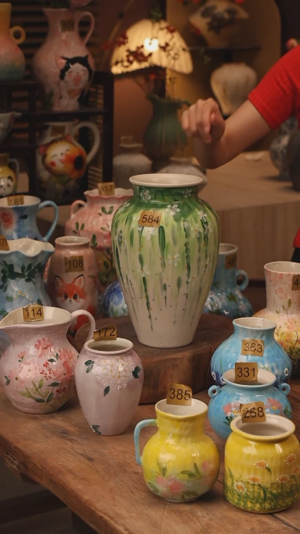 陶瓷584景德镇设计师手作花器摆件侘寂风