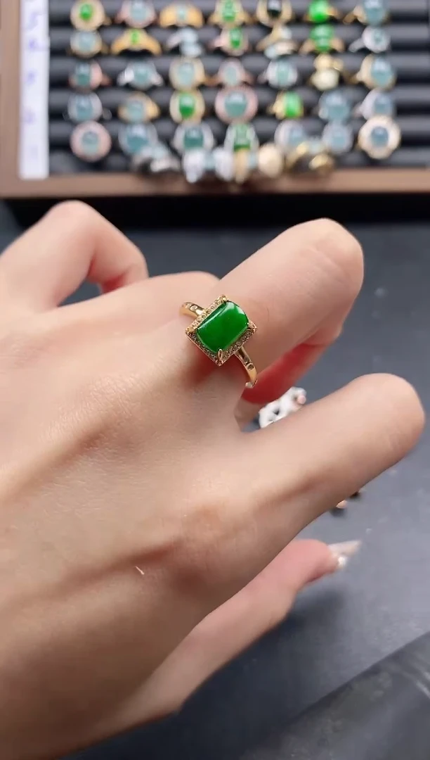 银S925镶嵌戒指翡翠51511