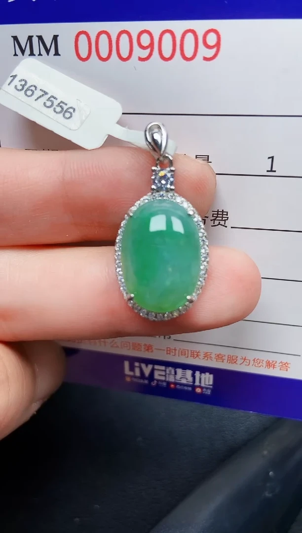 翡翠银S925镶嵌颈饰9009