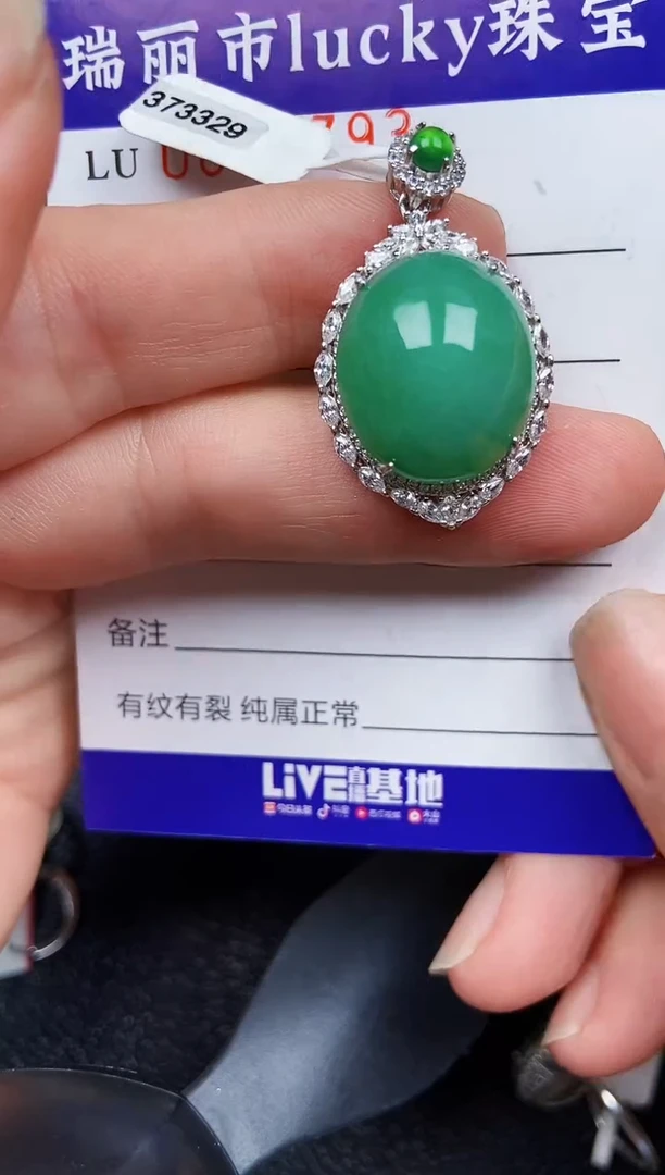 翡翠银S925镶嵌颈饰4793