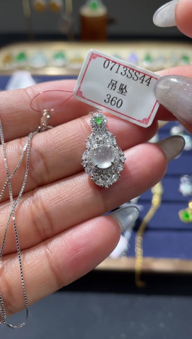 翡翠银S925镶嵌项链0713SS44