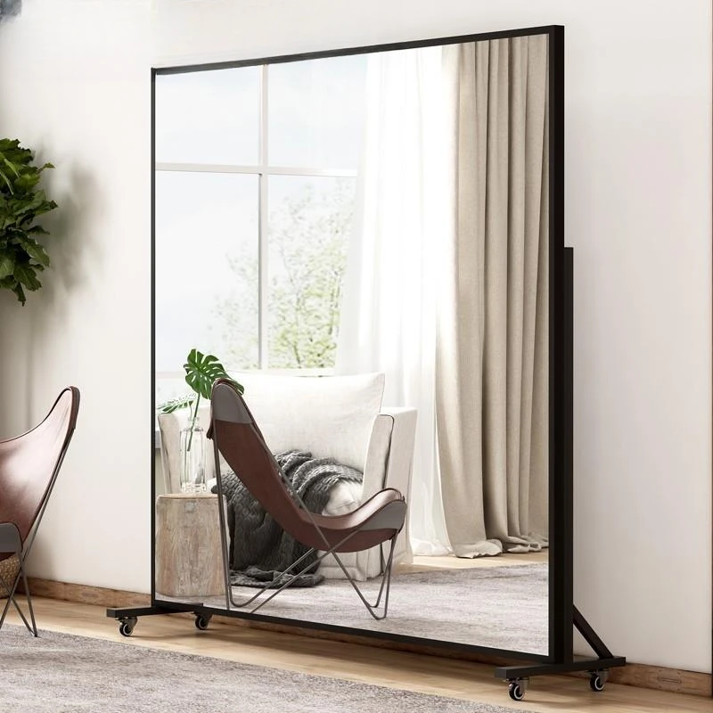 家用可移动跳舞全身镜健身瑜伽落地带轮大镜子直播自拍舞蹈镜定制