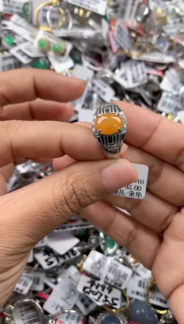 银S925镶嵌戒指翡翠101010----7