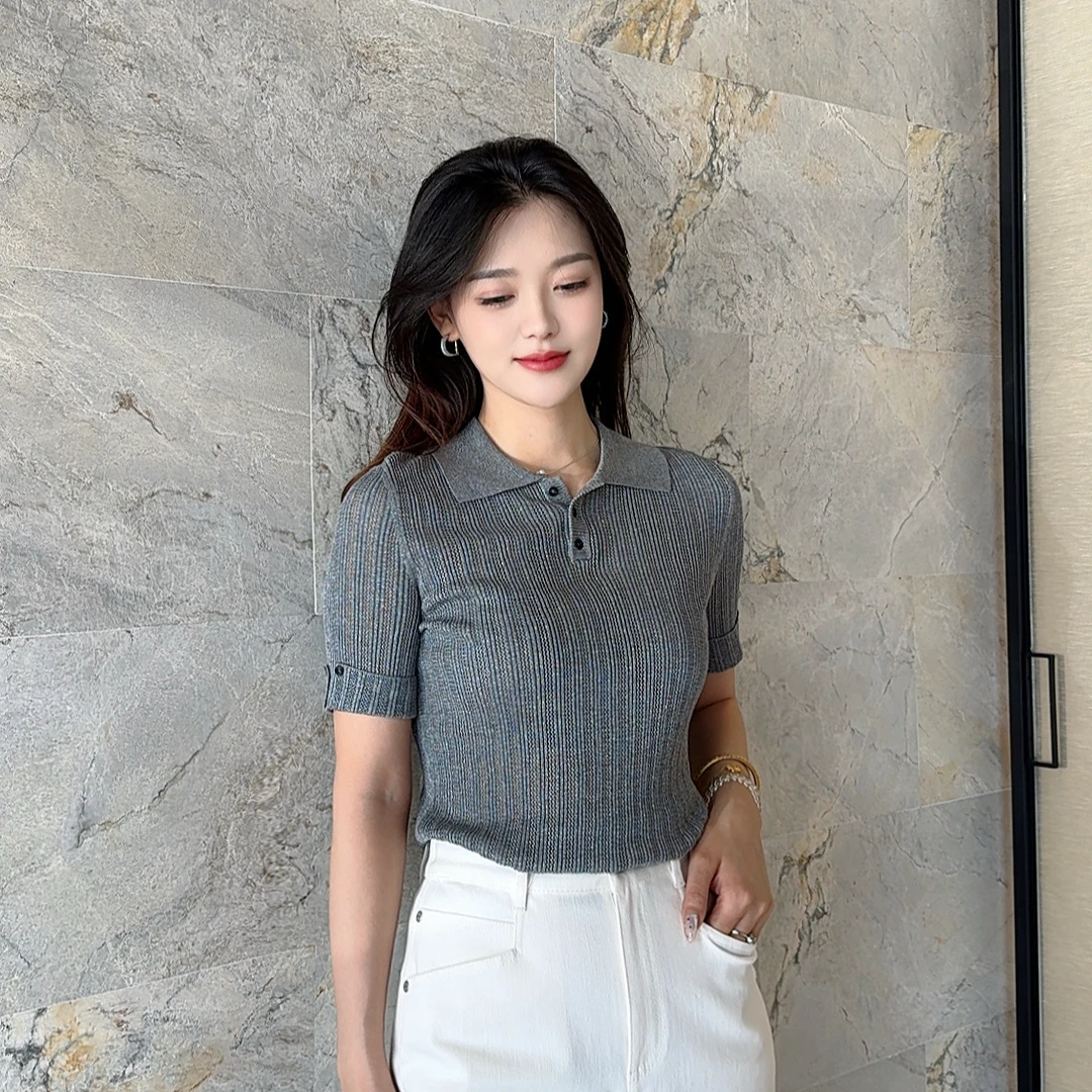 GIRDEAR/哥弟一秒入夏打底衫短袖显瘦吸汗薄款POLO领138024