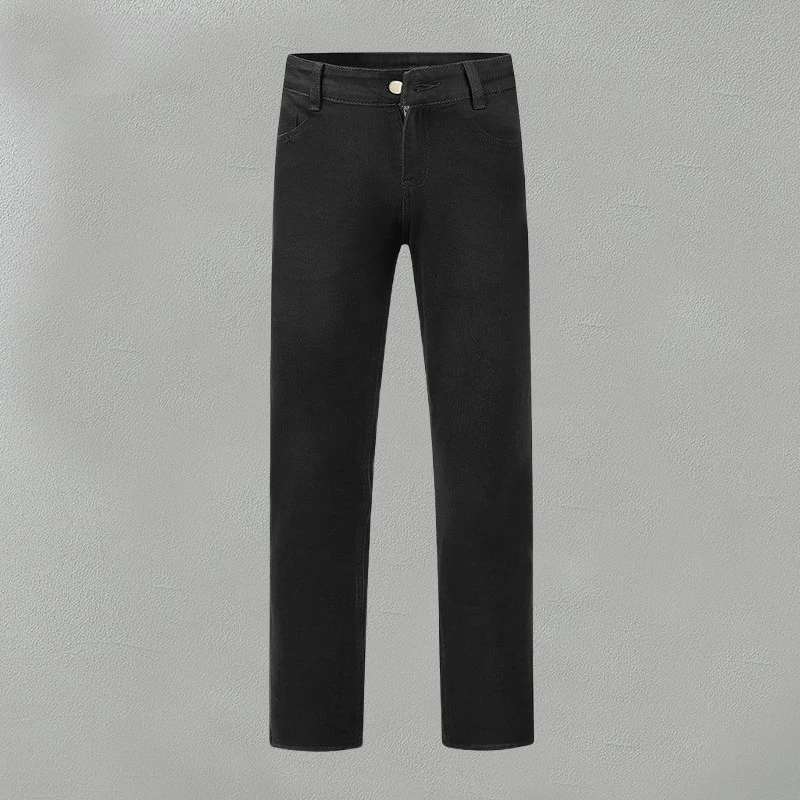 Jeep吉普纯黑色百搭牛仔裤春秋季宽松简约直筒裤黑色修身休闲长裤