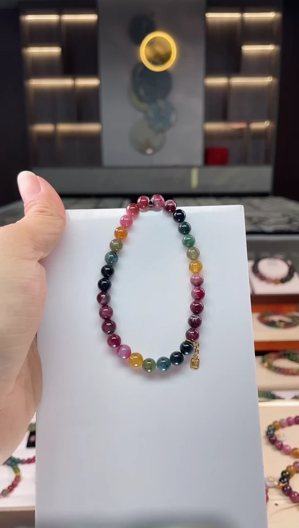 未镶嵌老矿碧玺单圈手串6mm+碧玺（多样性发一条）Q