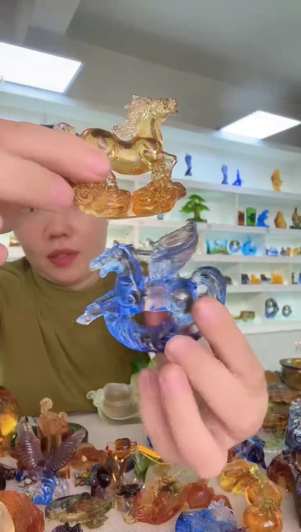 手工艺品琉璃马一对