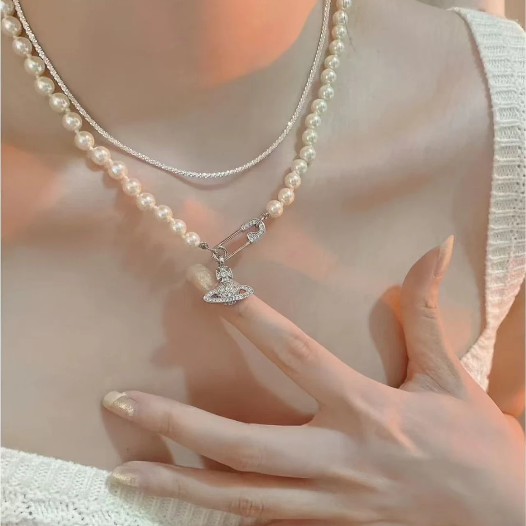 土星回形针珠珠项链 120