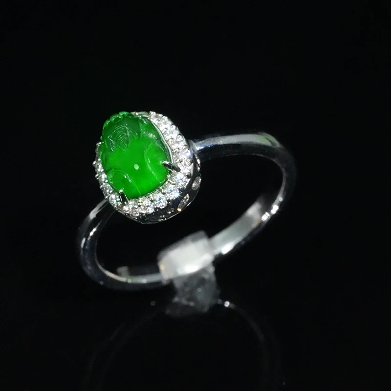 天然翡翠貔貅戒指A货翡翠绿轻奢百搭经典款-多样性发1