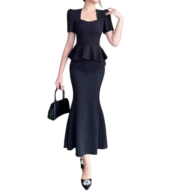 阿遥家【人鱼姐姐】赫本风高级感鱼尾两件套套装