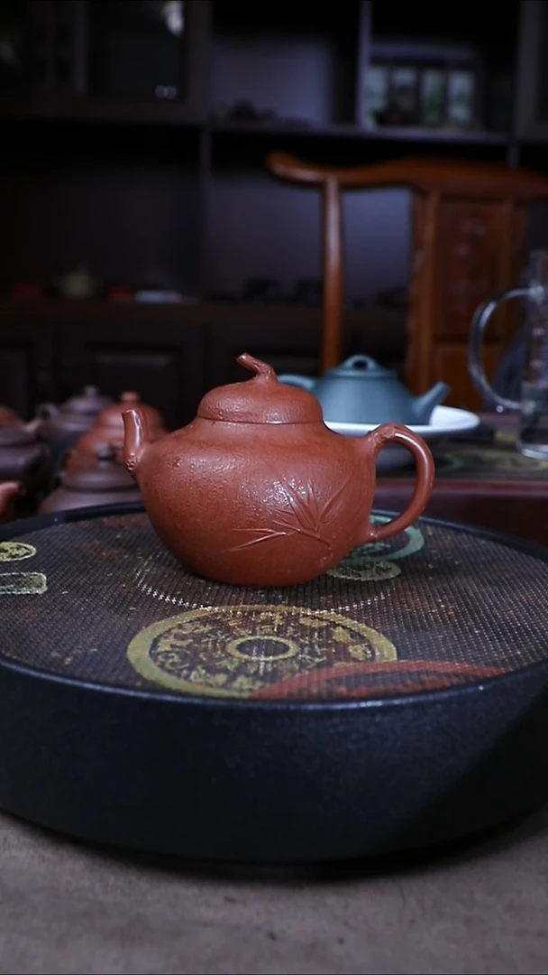 茶壶紫砂早期小红泥橘皮纹