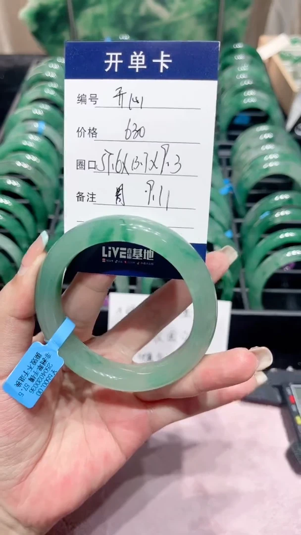 颈饰未镶嵌石英质玉（非洲翠）开***。手镯57.6