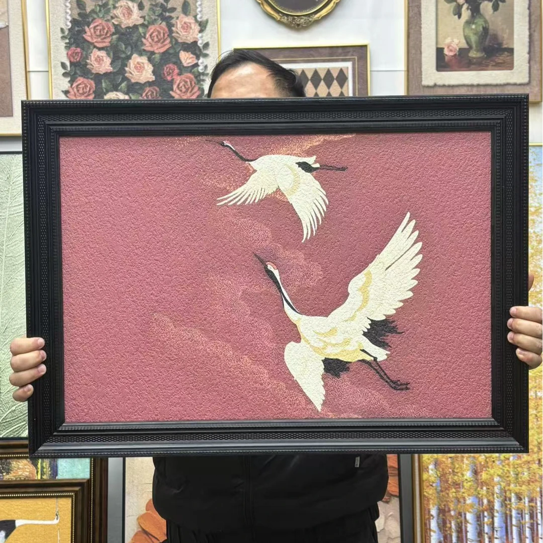 网红中厅式复古客装饰仙画卧墙面艺鹤术中高档古新风室挂画5070