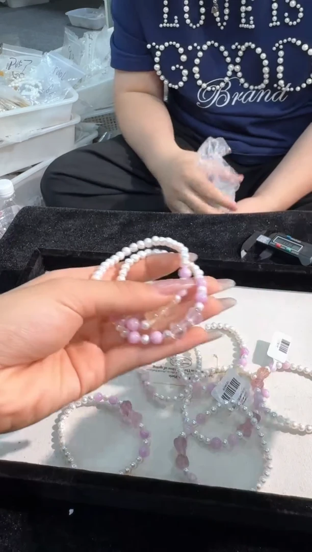 淡水珍珠手绳未镶嵌Z076珍珠萤shi蝴蝶款