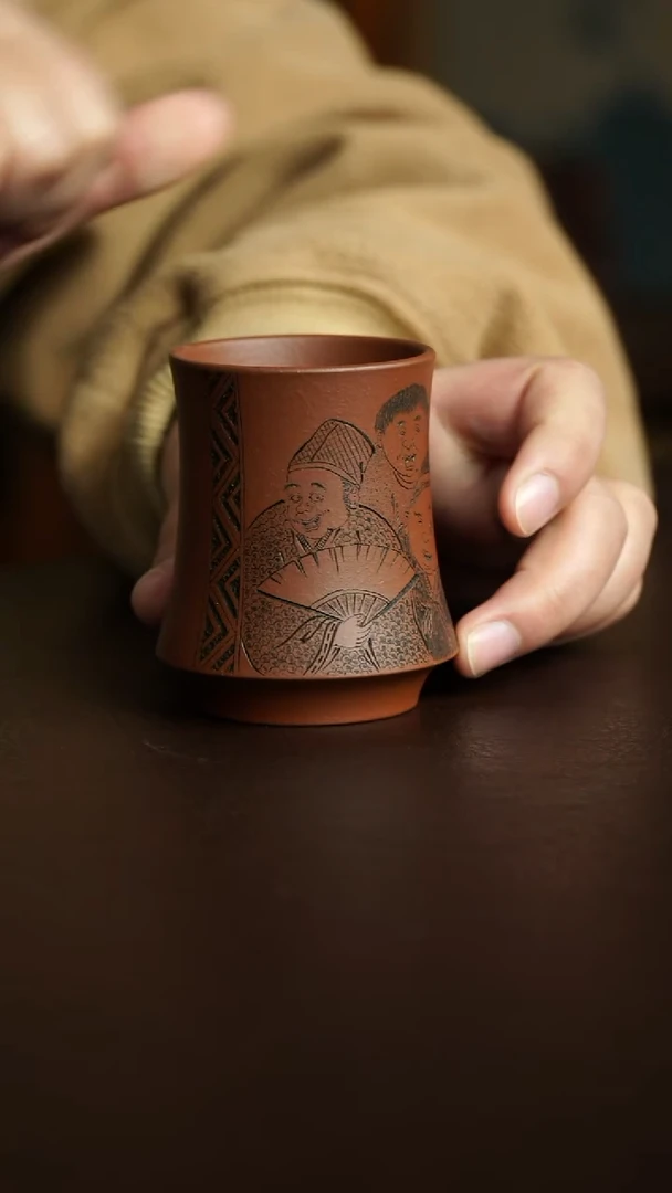 茶杯紫砂62号 朱泥转转杯 双12炸漏宜兴紫砂原矿作品