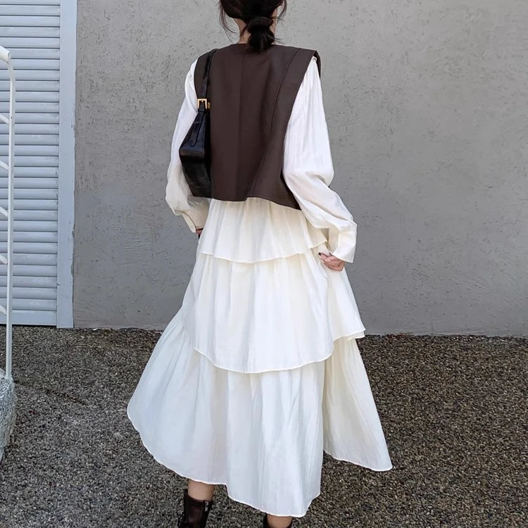 皮马甲连衣裙女春秋2025新款法式蛋糕裙盐系轻熟流行套装裙爆款