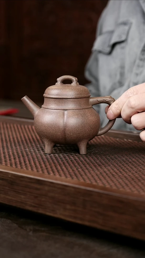 茶壶紫砂岩中泥四足环龙