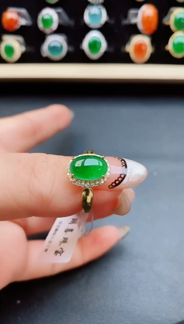 翡翠戒指银S925镶嵌50805508