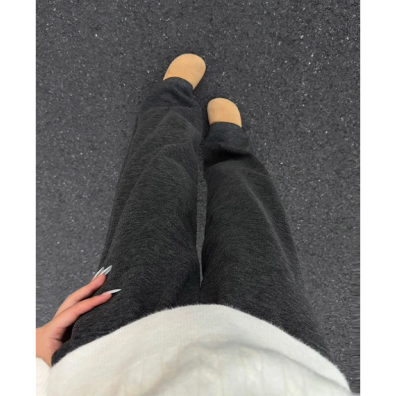 深灰色糯米裤子重磅男秋季垂坠感阔腿卫裤软糯垂感直筒休闲裤卫裤