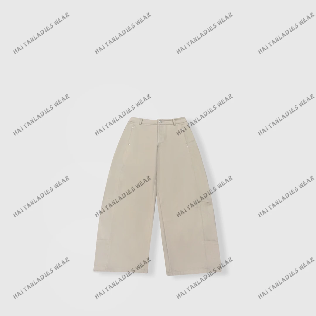 HY-《弯刀休闲裤》春夏新款韩版设计感休闲裤女高腰百搭显瘦阔腿裤