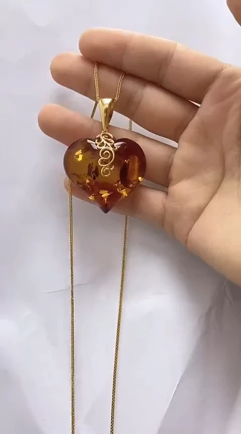 【闪购商品】琥珀裸石银S925镶嵌花珀吊坠