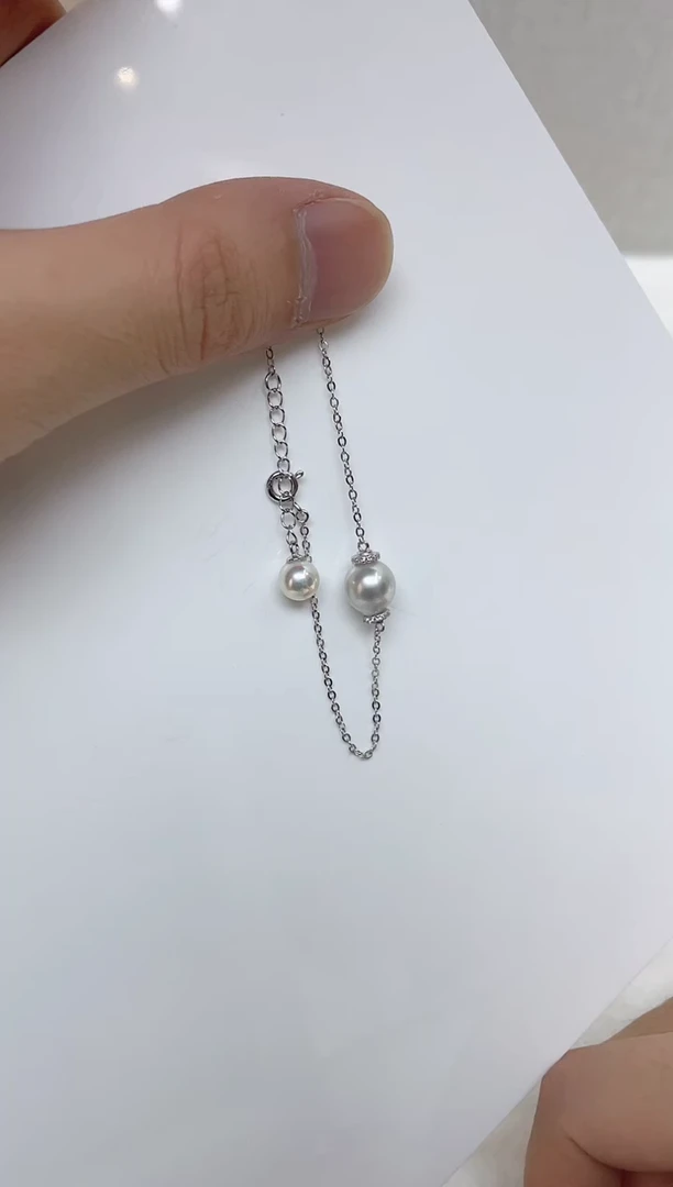 银S925镶嵌海水珍珠手链海水珍珠手链