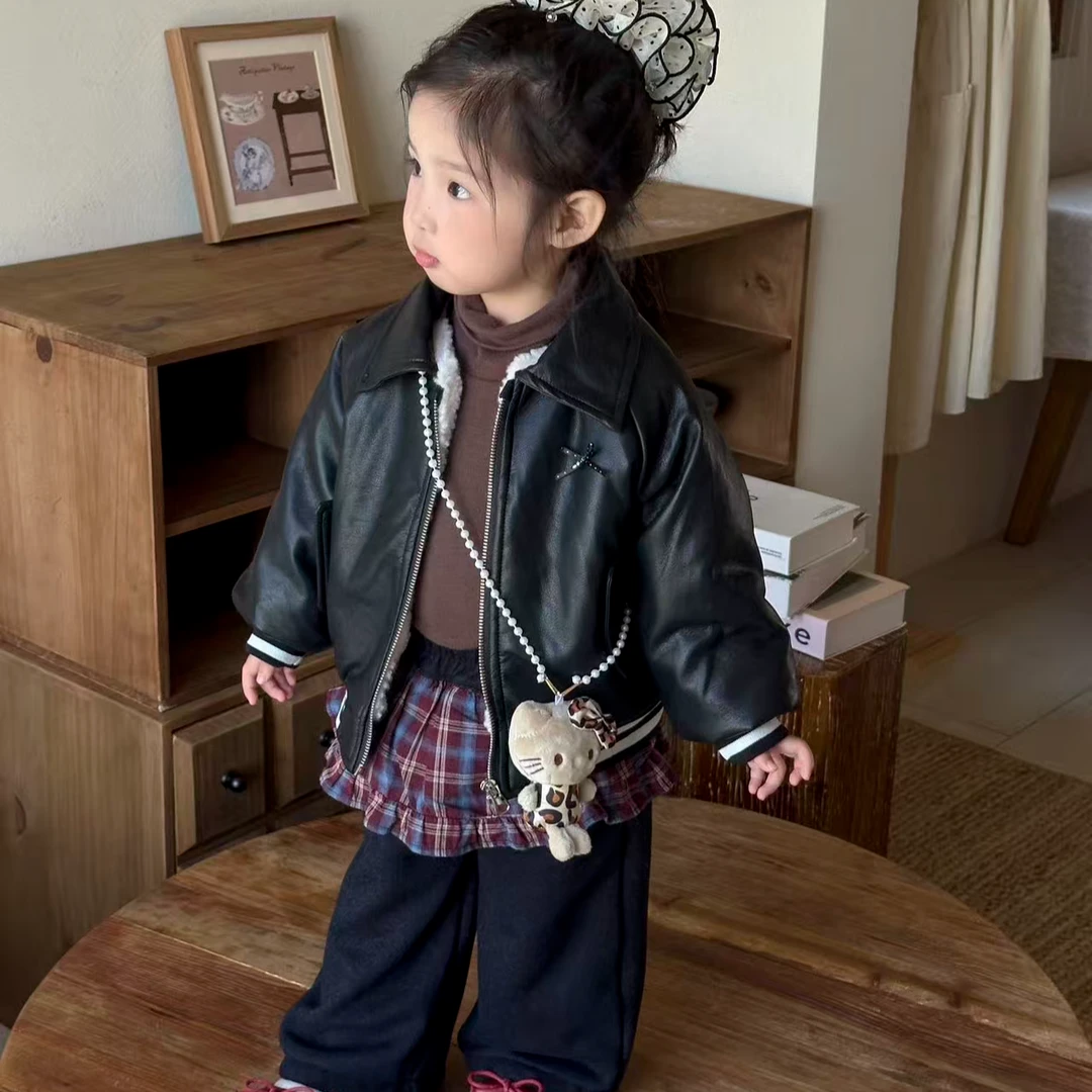 【线下款！超软定制款皮衣 加厚糕糕毛】女童冬款皮衣外套1231002