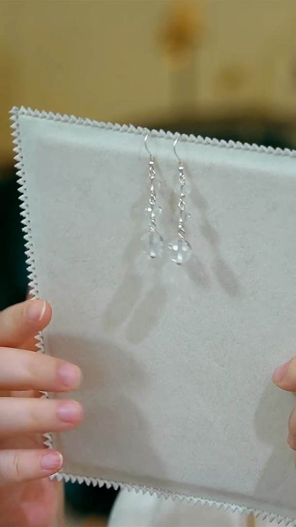 【闪购商品】水晶耳坠银S925镶嵌白水晶128面盘珠925银耳坠