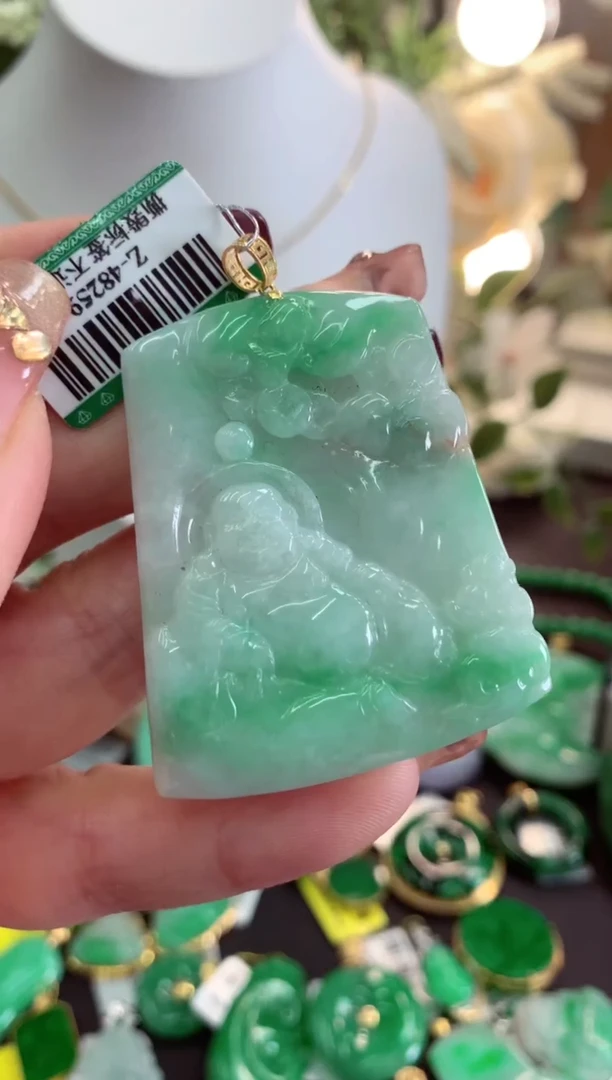【闪购商品】翡翠吊坠(不含链)18K金镶嵌挂件