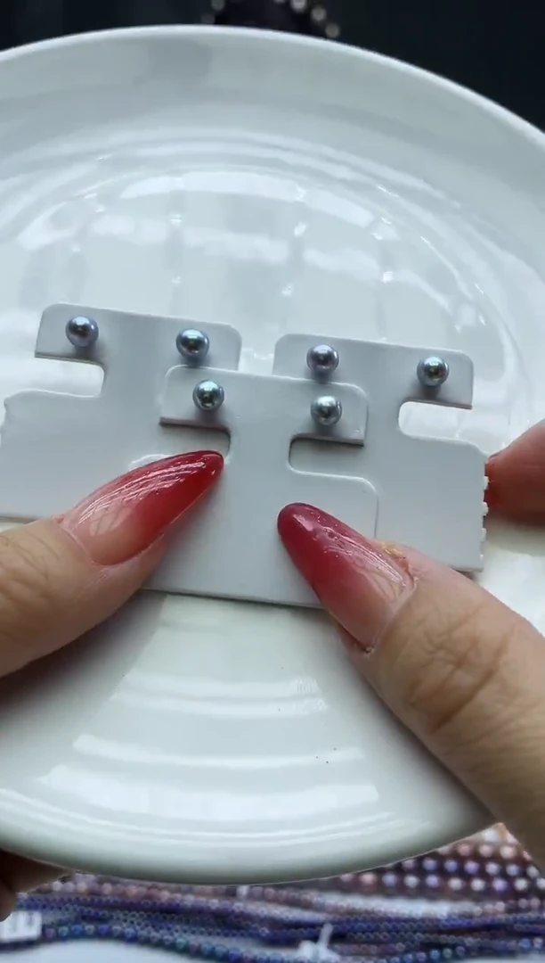 未镶嵌耳饰淡水珍珠灰色系5mm素钉