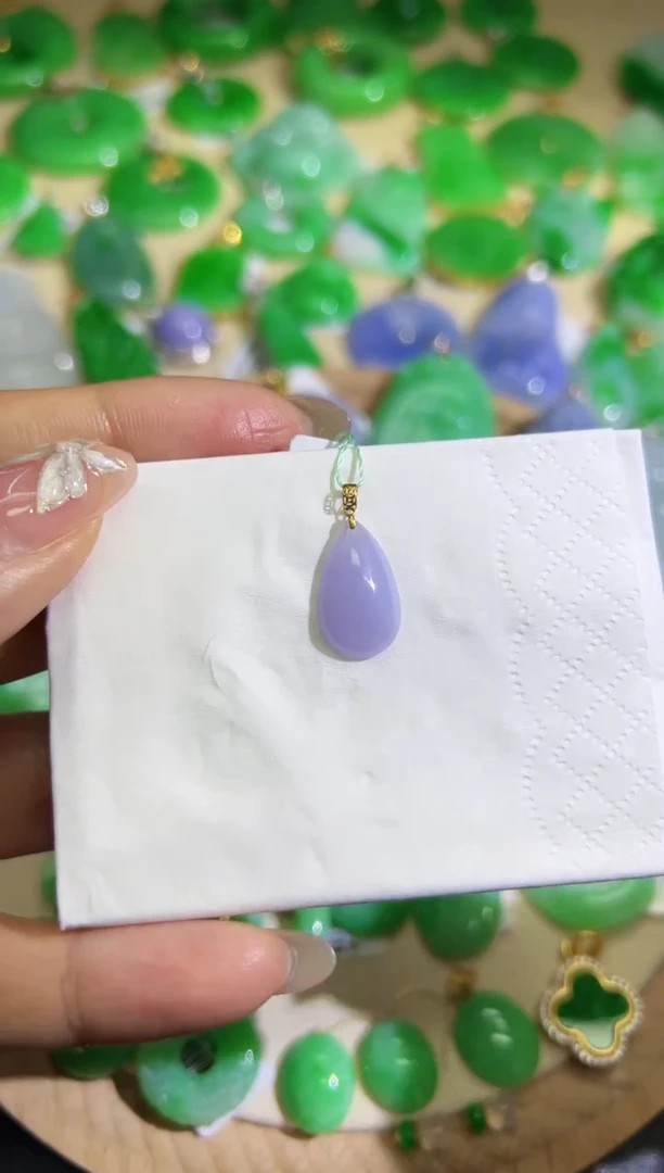 【闪购商品】翡翠颈饰18K金镶嵌Q缅料A货翡翠/支持复检/一件