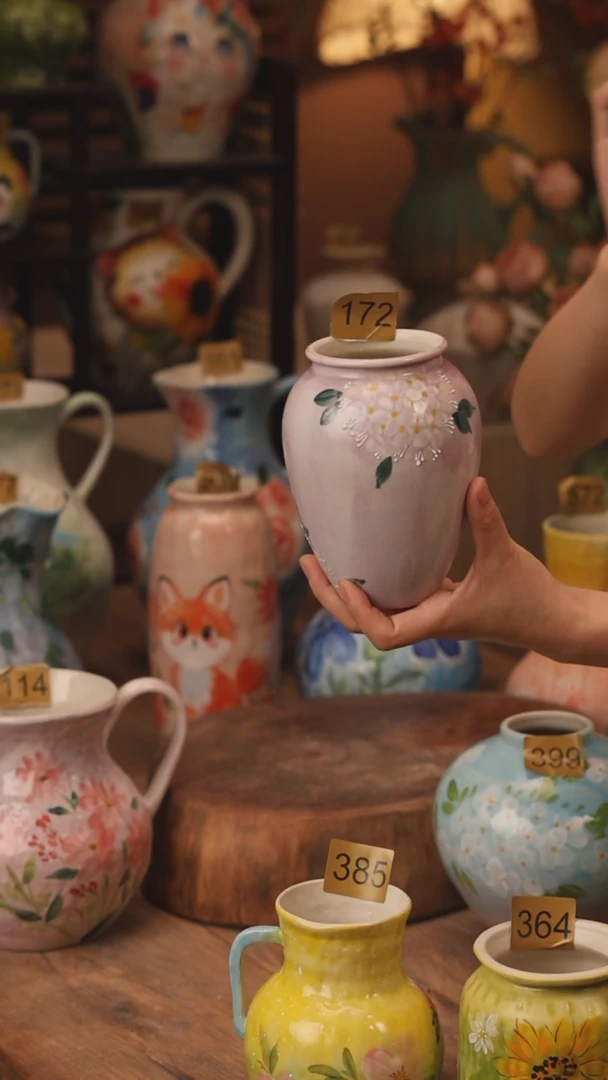 陶瓷172景德镇设计师手作花器摆件侘寂风