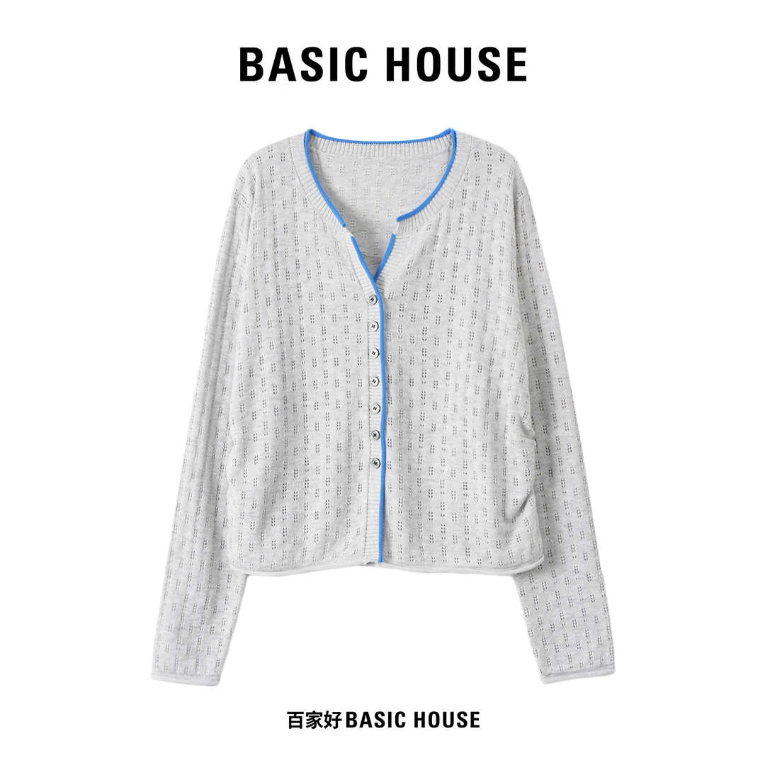 Basic House/百家好2025年新款圆领撞色气质长袖针织衫L132 XX