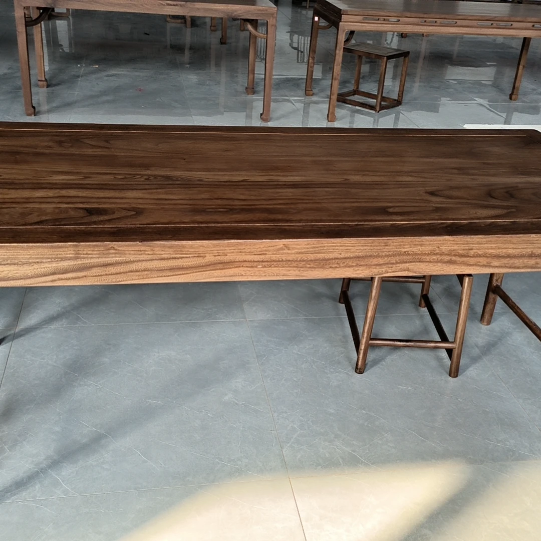 北美黑胡桃160*70圆腿茶桌