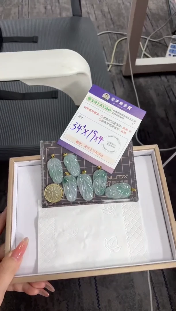 18K金镶嵌挂件翡翠叶子FL8/多样性发其一CP配绳