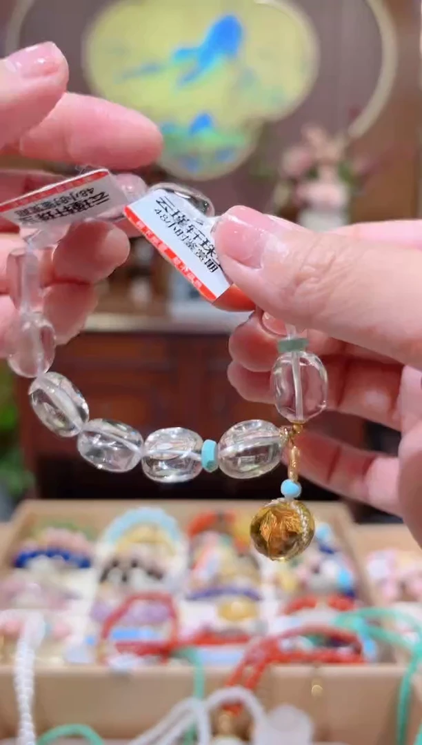 【闪购商品】水晶手链18K金镶嵌全净体鹅卵石设计款手串