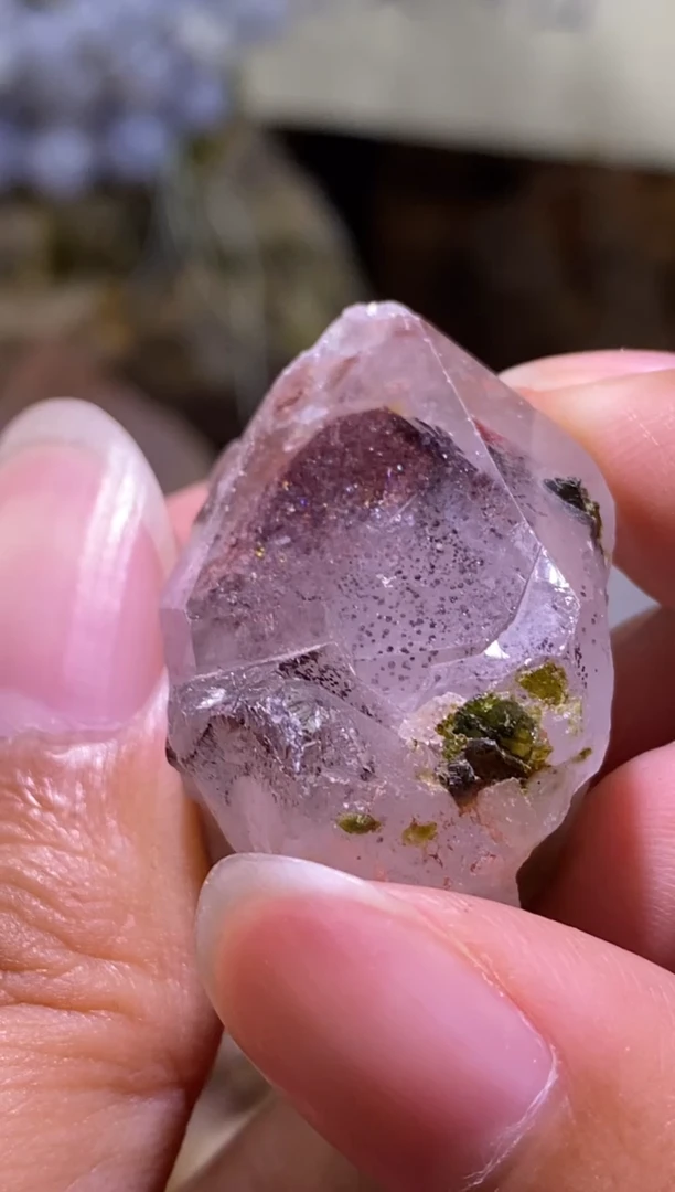 未镶嵌珠宝半成品水晶84号 超七花园水晶金草莓红隐山爆彩