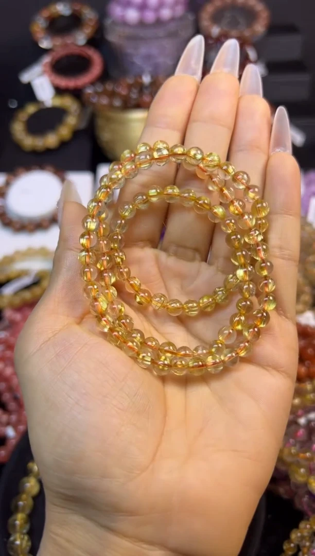 未镶嵌手串水晶下***!金发晶三圈5.8mm