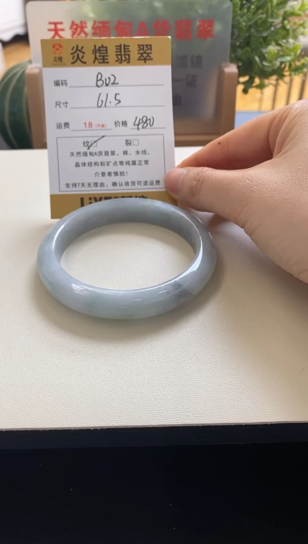 未镶嵌手镯翡翠圈口61.5编码b02
