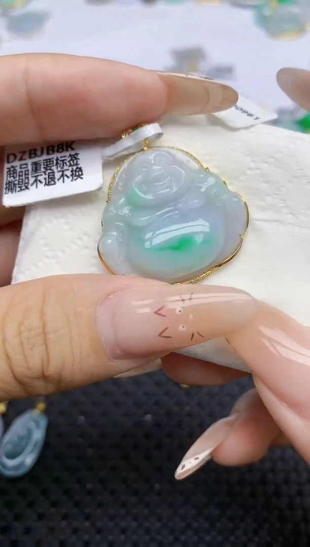 翡翠18K金镶嵌颈饰657   天然翡翠A货