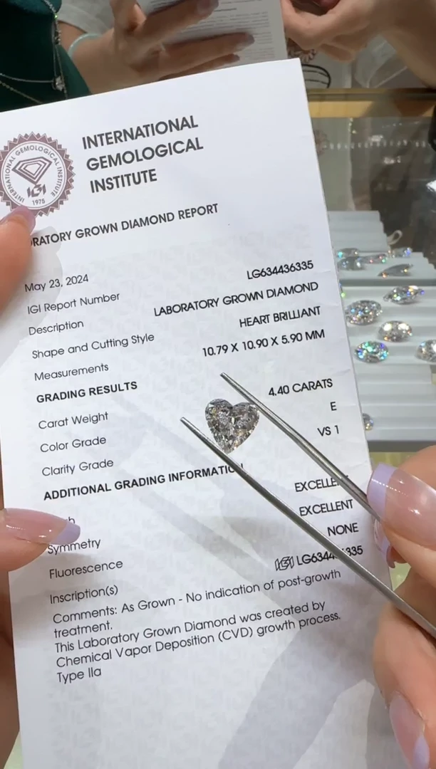 实验室培育钻石裸石未镶嵌@4.40 ct 先鉴赏，再定制！