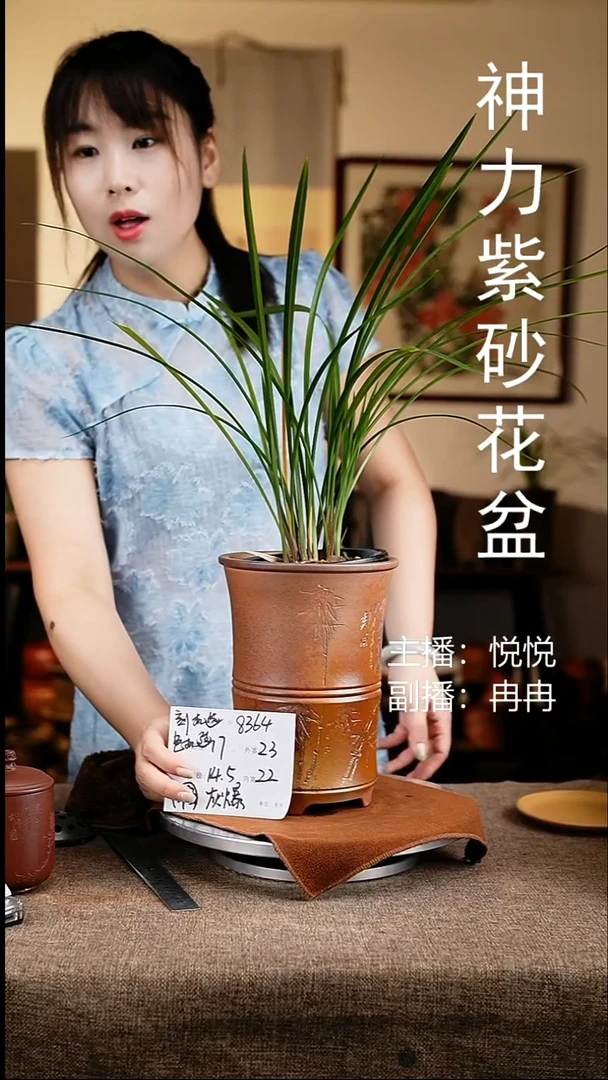 紫砂花盆花卉工艺8364微瑕