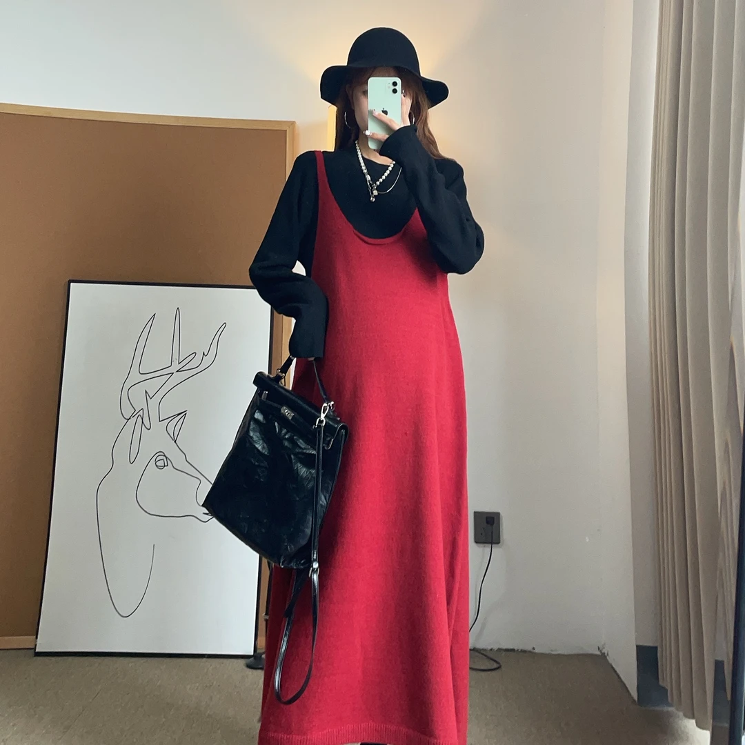 孕妇秋冬套装2025新款小香风针织背带裙时尚气质两件套新年战袍潮