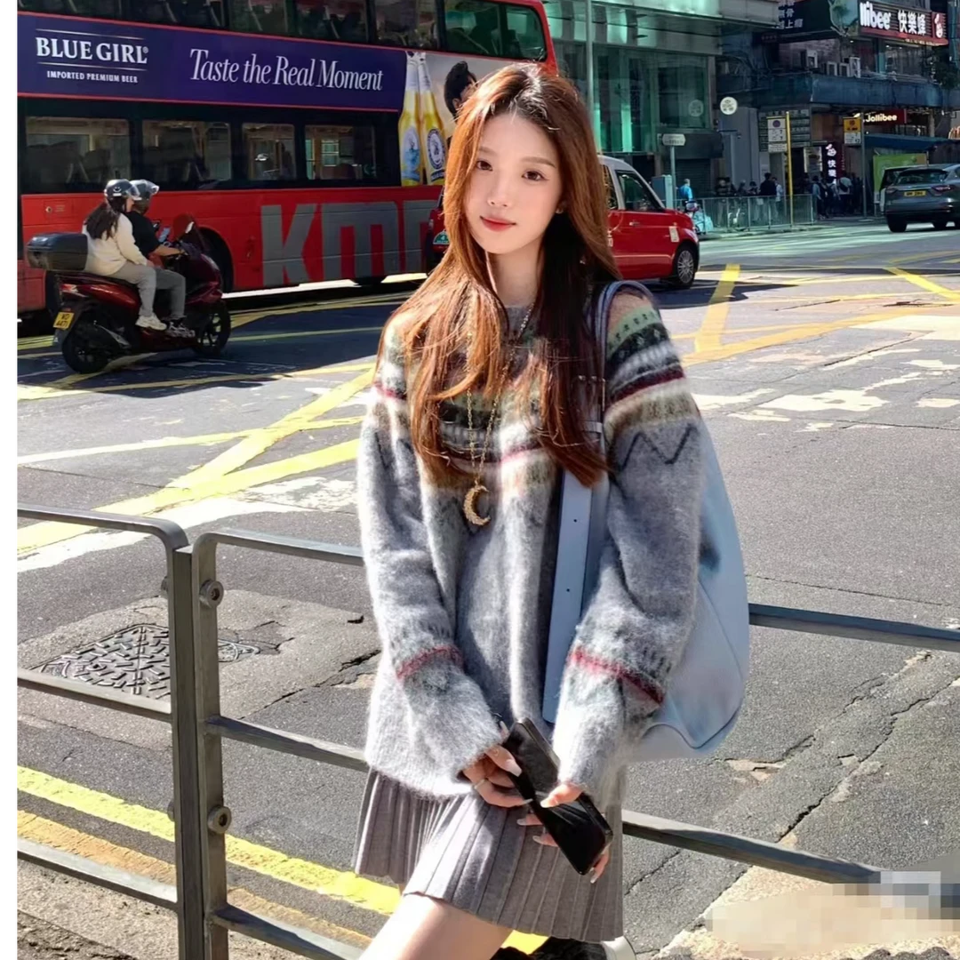 古着宽松针织大阪毛衣休闲女士韩版时尚（直播链接）