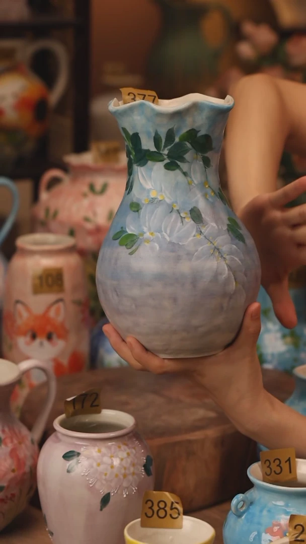 陶瓷377景德镇设计师手作花器摆件侘寂风
