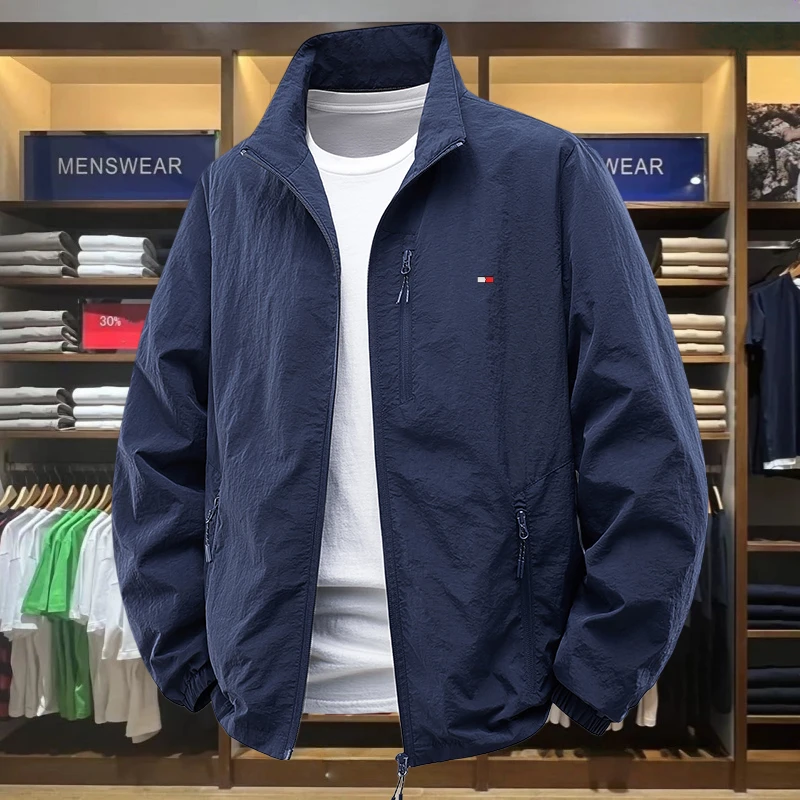 Tommy汤米春秋季男装立领夹克外套男士休闲百搭宽松运动潮牌外衣