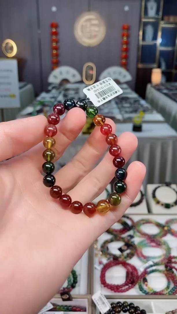 未镶嵌收藏级老矿碧玺单圈手串8mm+碧玺xion多样性发货一条