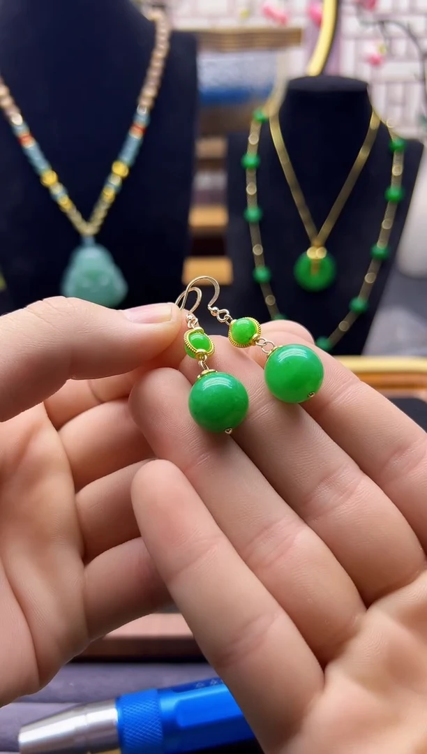 【闪购商品】翡翠耳饰14K金镶嵌E103